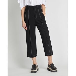 Badgley Mischka Wide Leg Crop Pant With Contrast‎ Stitching Black NWOT Size 6